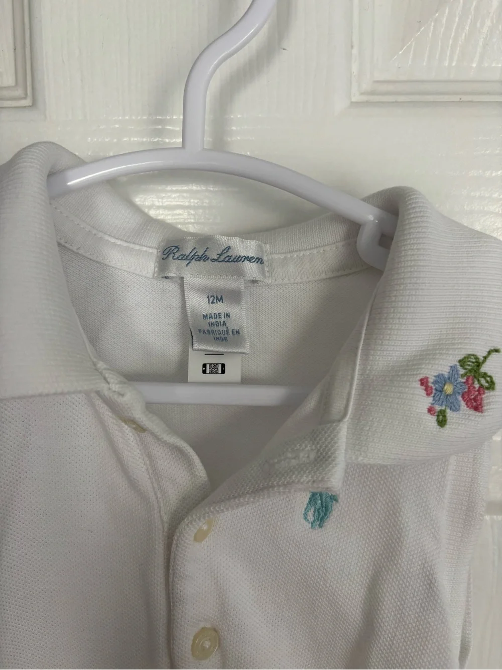 12 month Ralph Lauren Romper with Embroidered Flowers